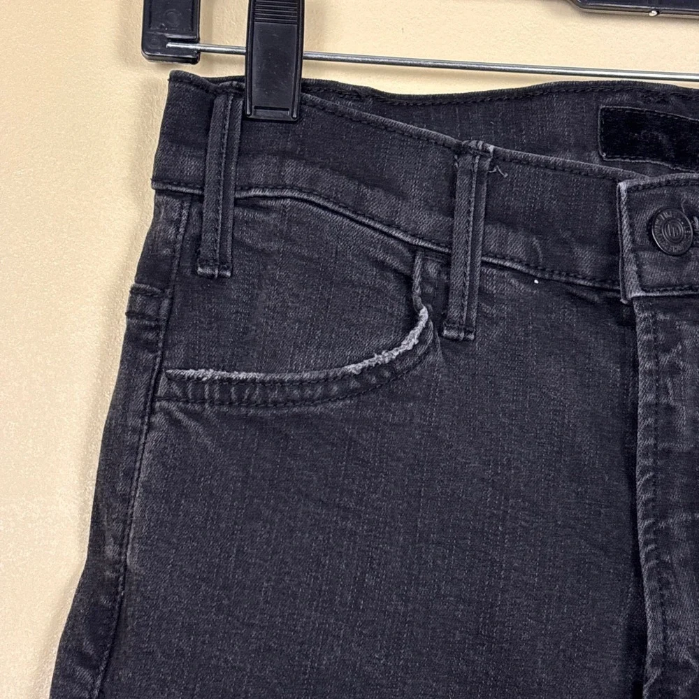 MOTHER Hustler Ankle Fray Jeans Not Guilty Black Women Size 26 High Waist‎ Denim